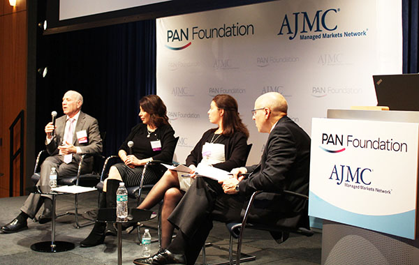 Dan Klein, Clorinda Walley, Michele McCourt, and Cliff Goodman in "The Patient Assistance Safety Net" How Many Need Help? How Many are Helped?" panel.